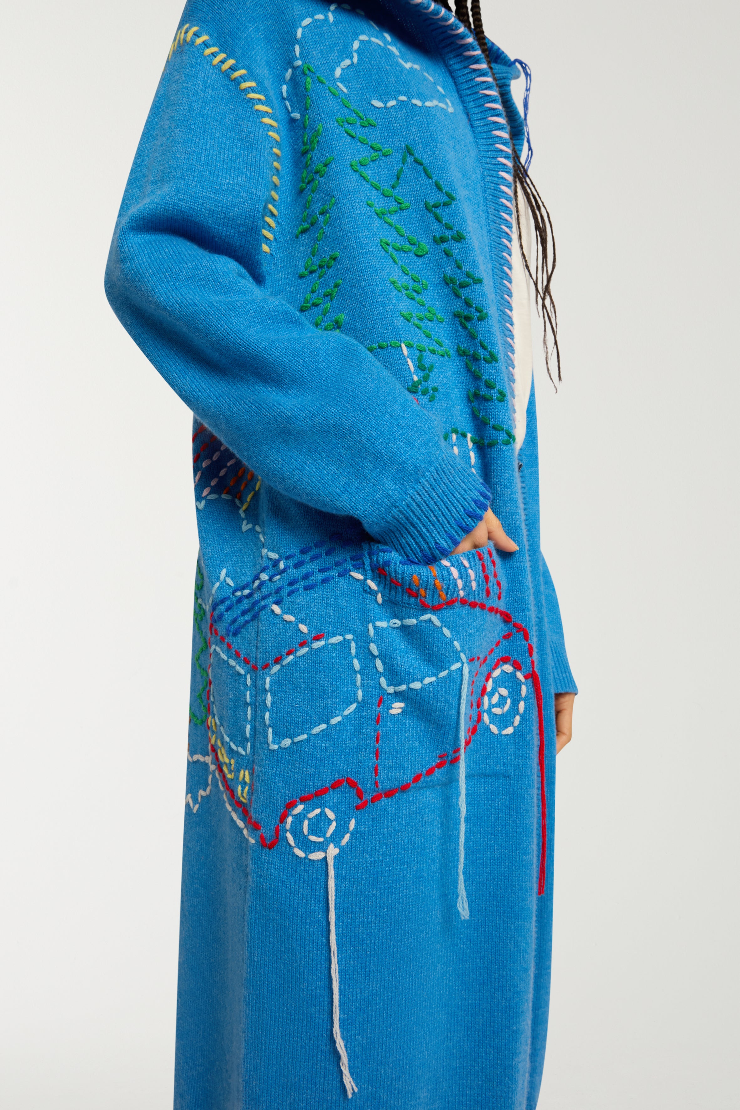Embroidered Long Cardigan