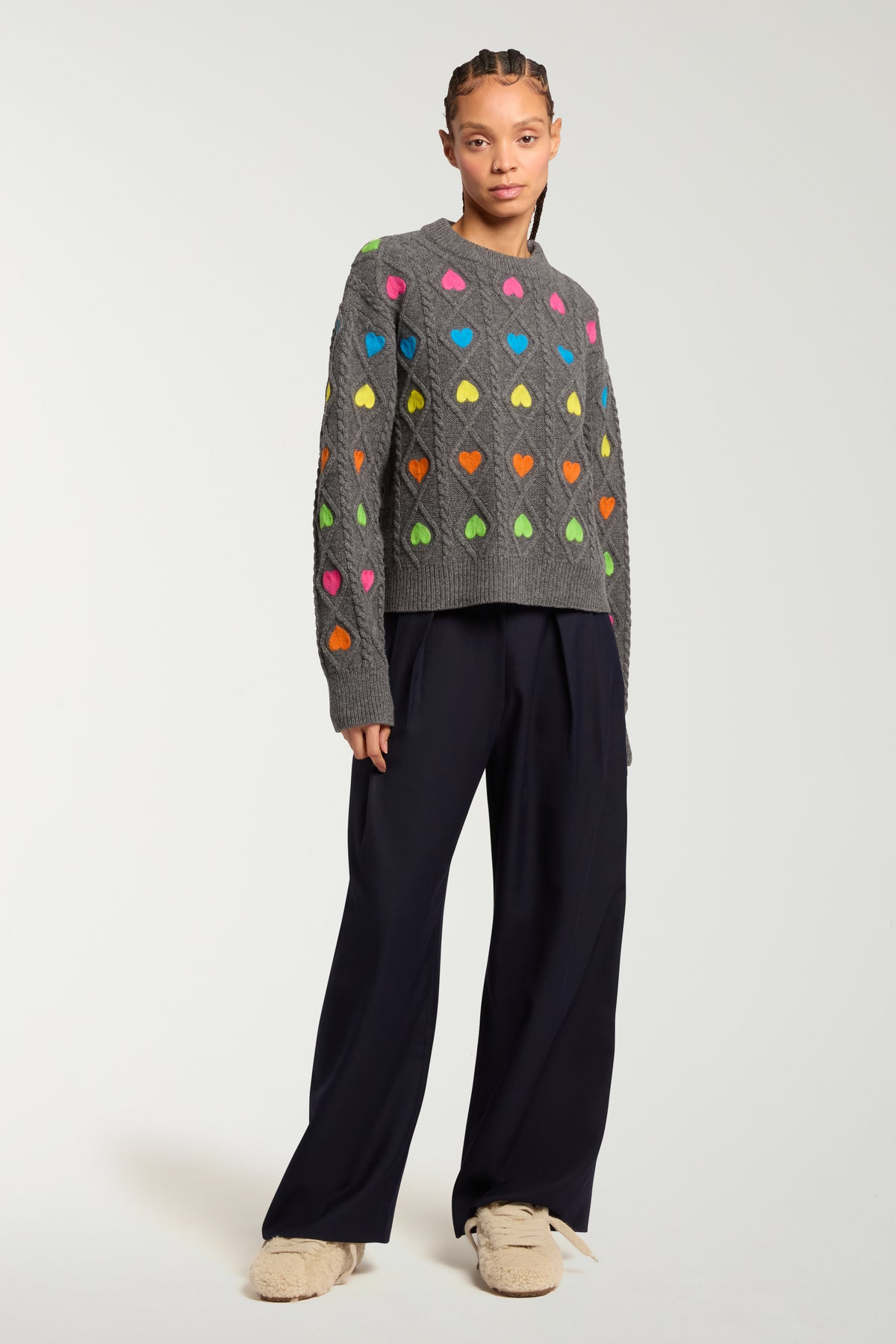 Heart Felted Cable Knit Jumper