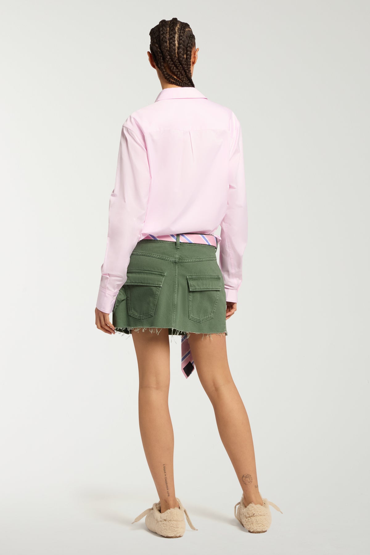 Denim Carpenter Mini Skirt With Belt