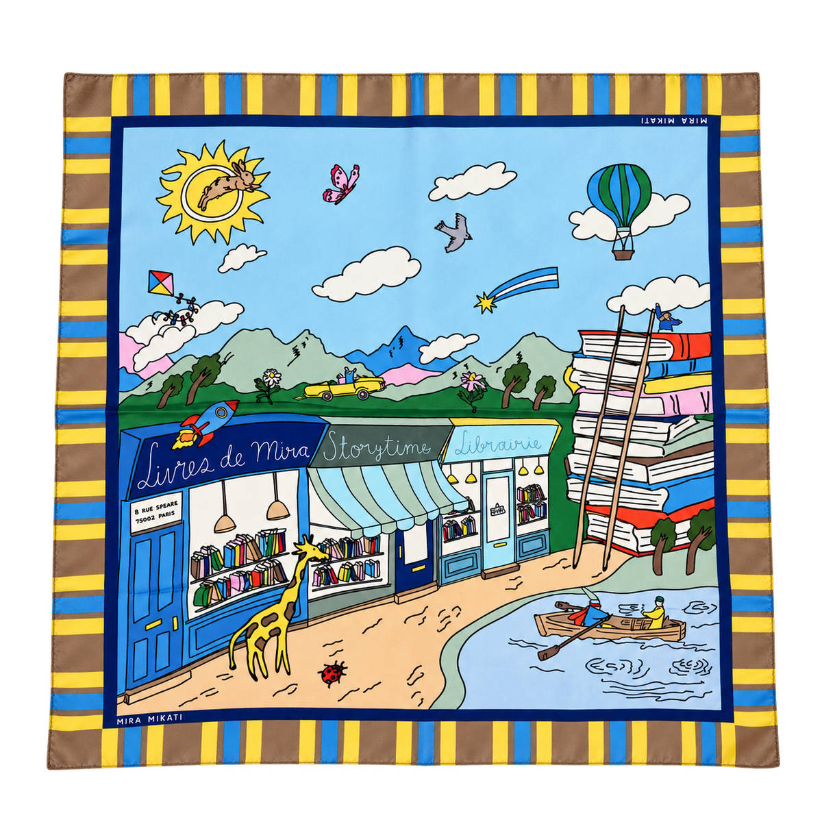 Silk Neckerchief With Storybook Print 45 x 45 cm
