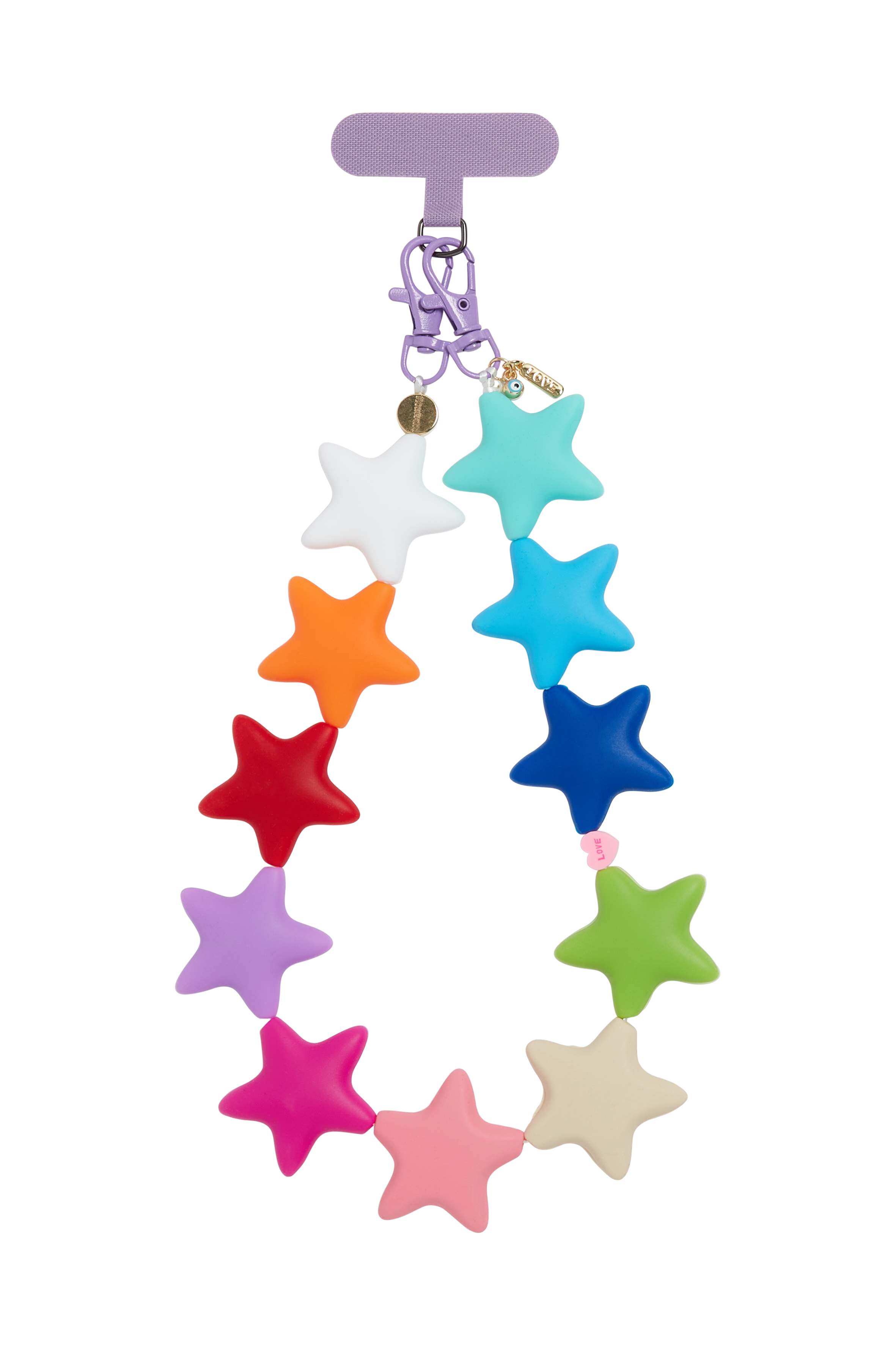 Online Exclusive: Multi Colored Stars Short Phone Strap