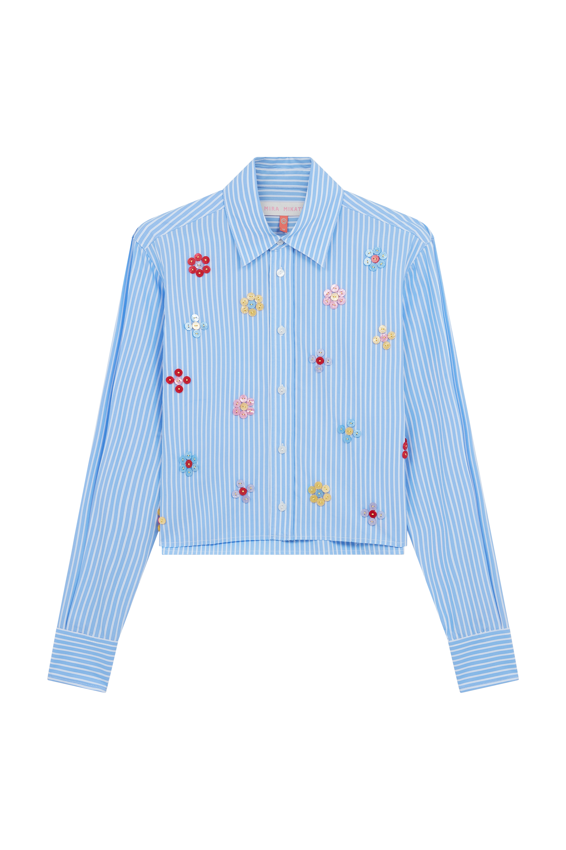 Button Embroidered Cropped Shirt
