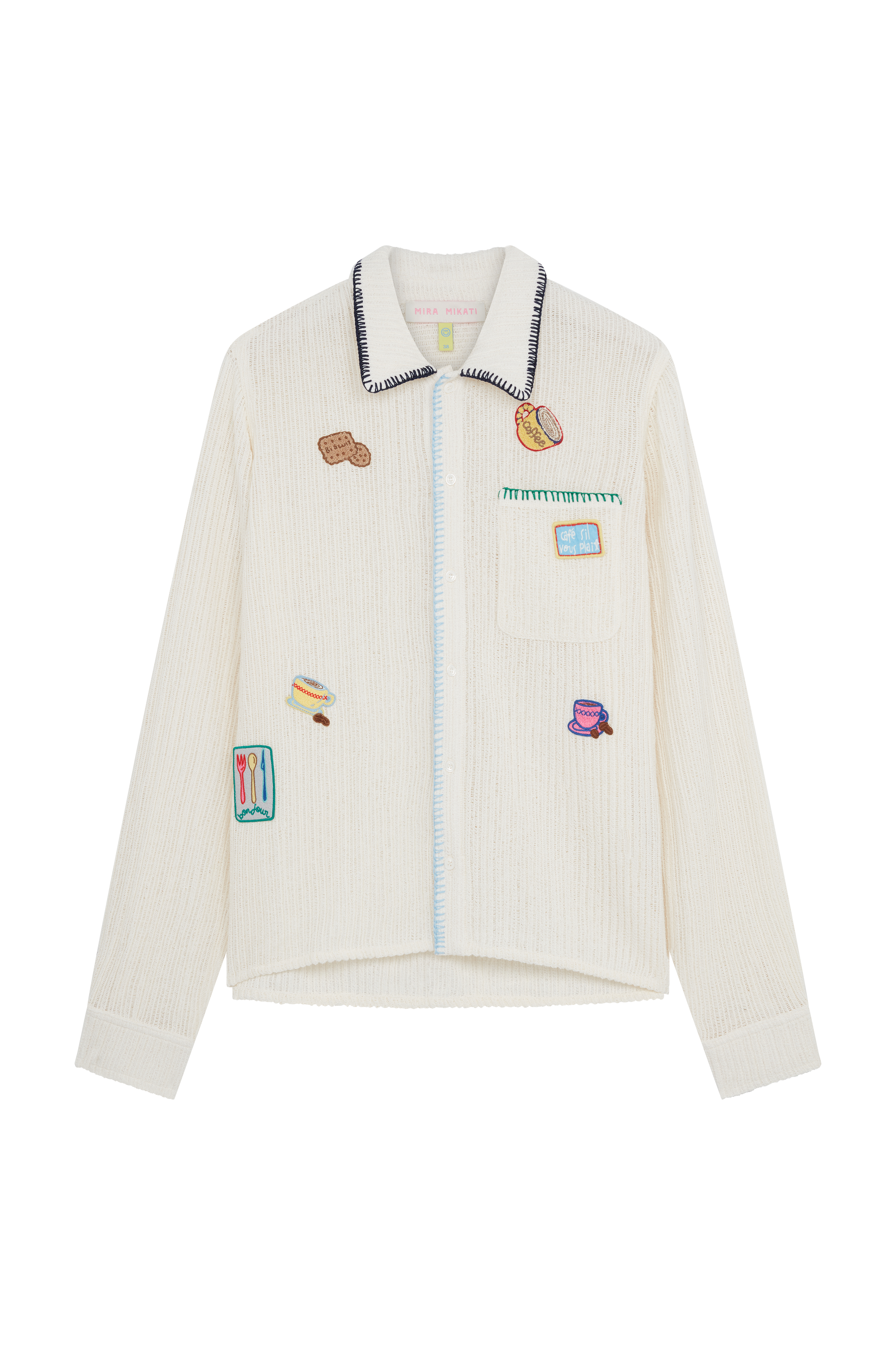 Crochet Long Sleeve Shirt With Embroidered Patches