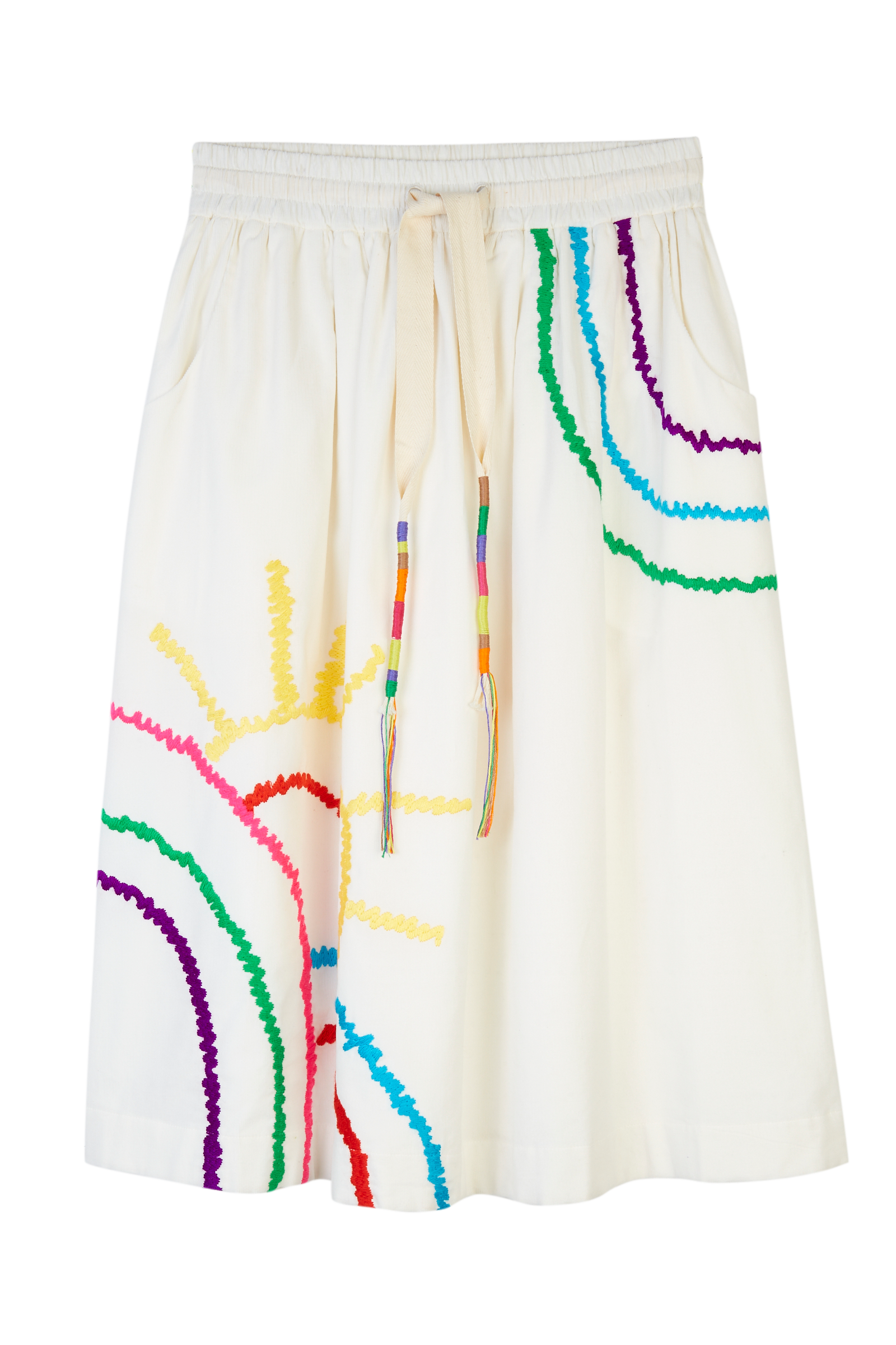 Embroidered Sunrise Midi Skirt 