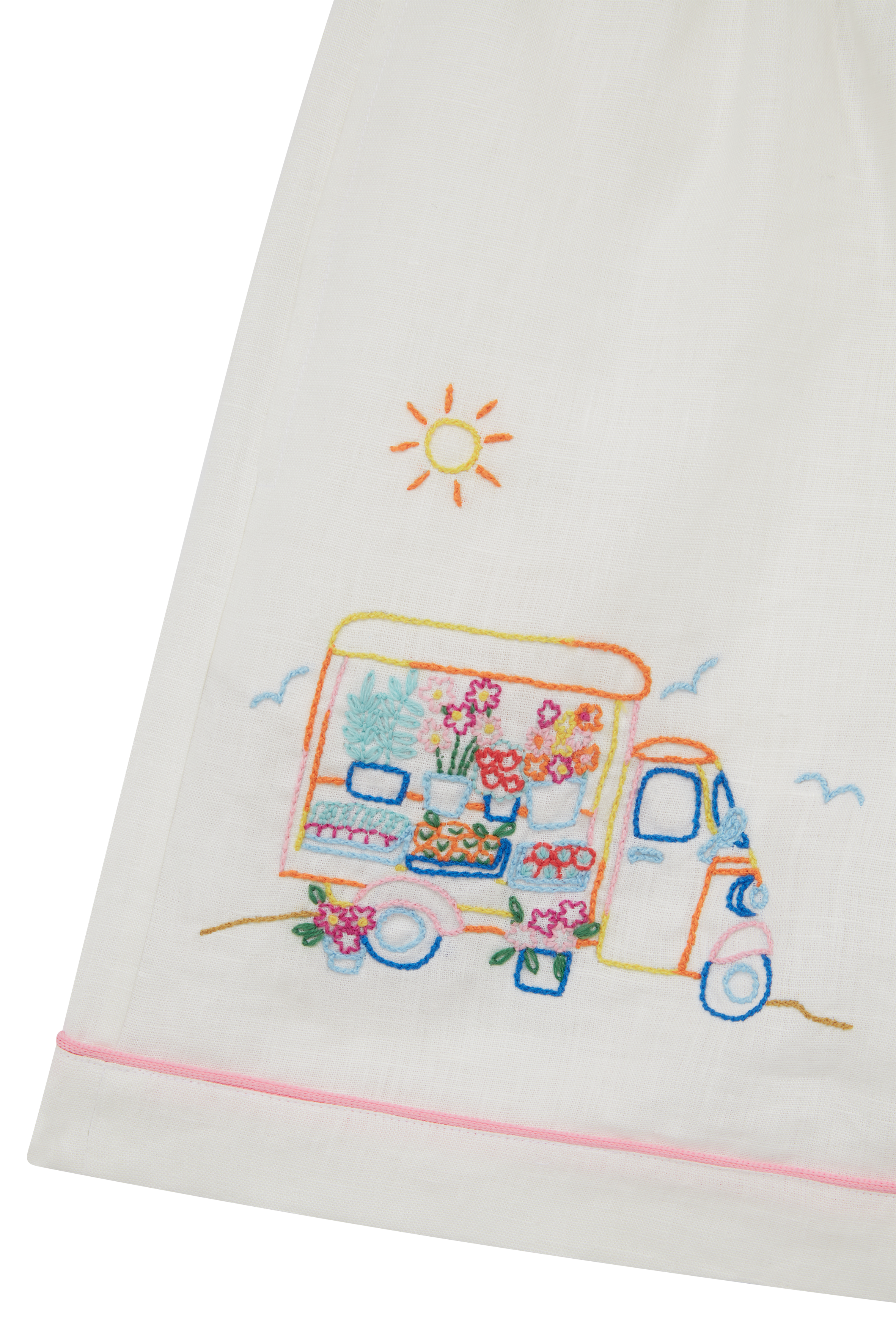 Cafe Scene Embroidered Shorts