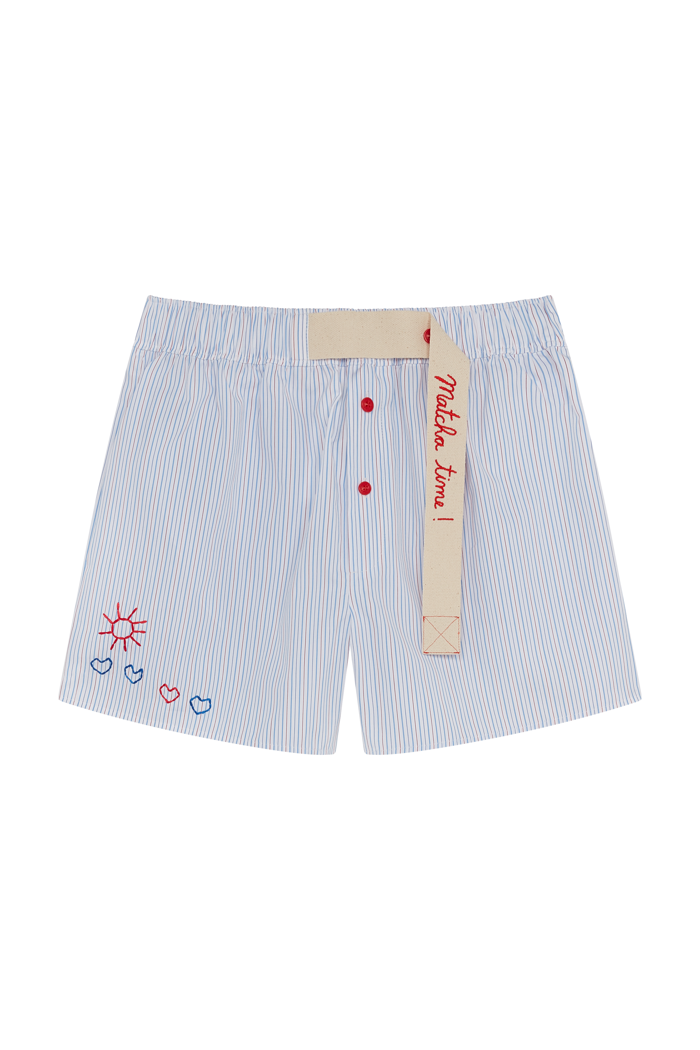Stripe Shorts With Embroidery