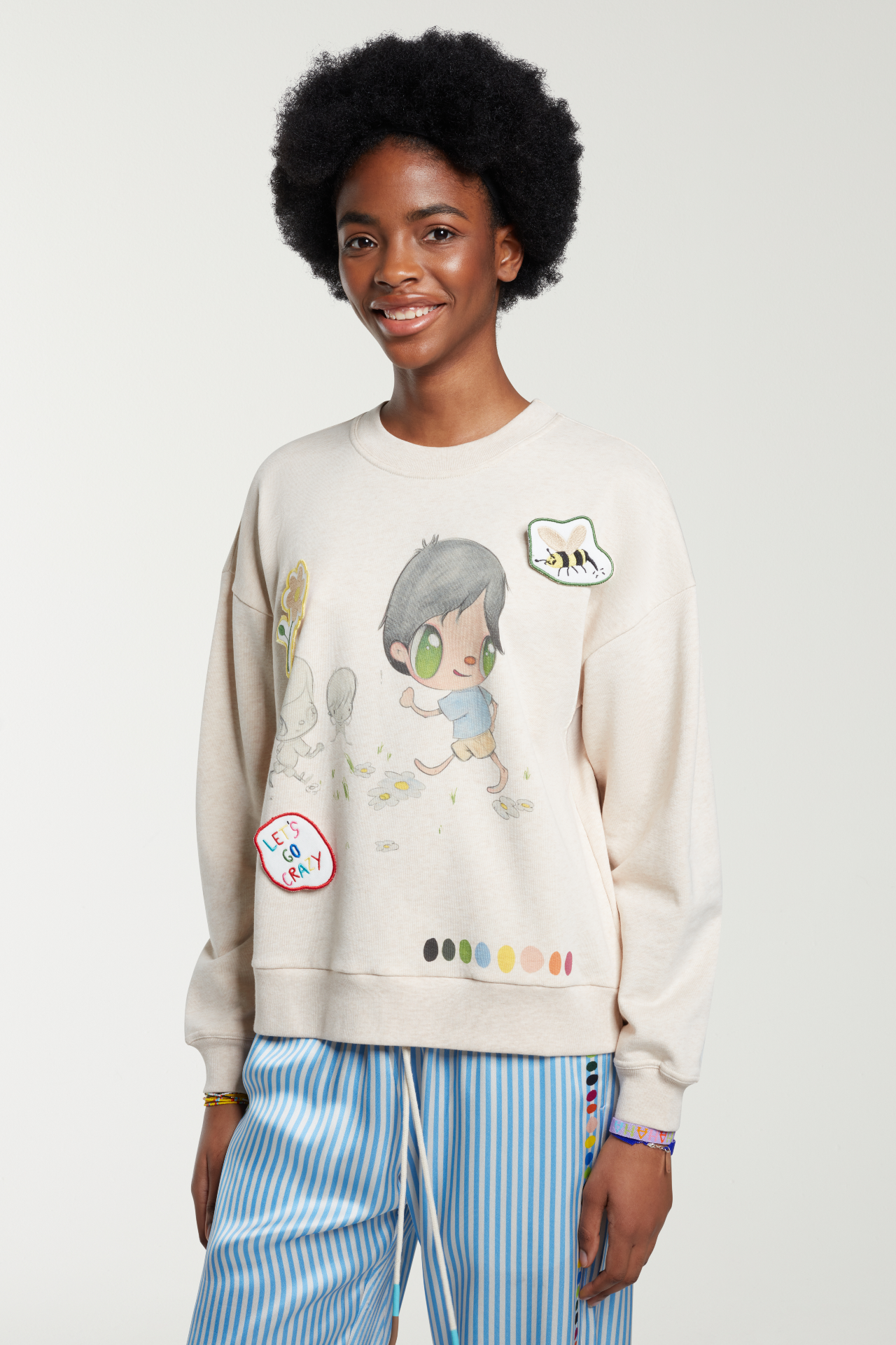 Javier Printed Sweater With Velcro Patches & Pouch 