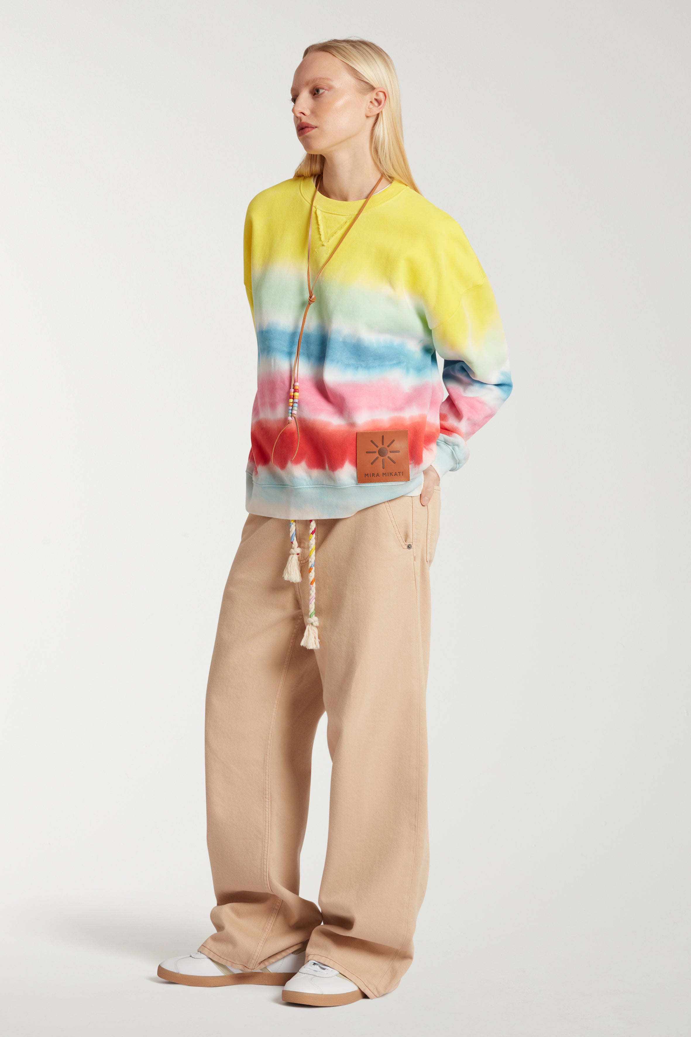 Tie-Dye Leather Patch Sweatshirt 