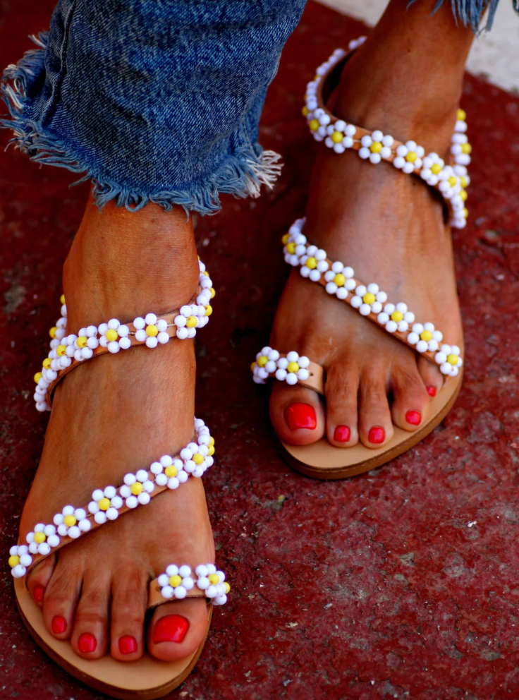 Elina Linardaki White Buttercup Sandals 