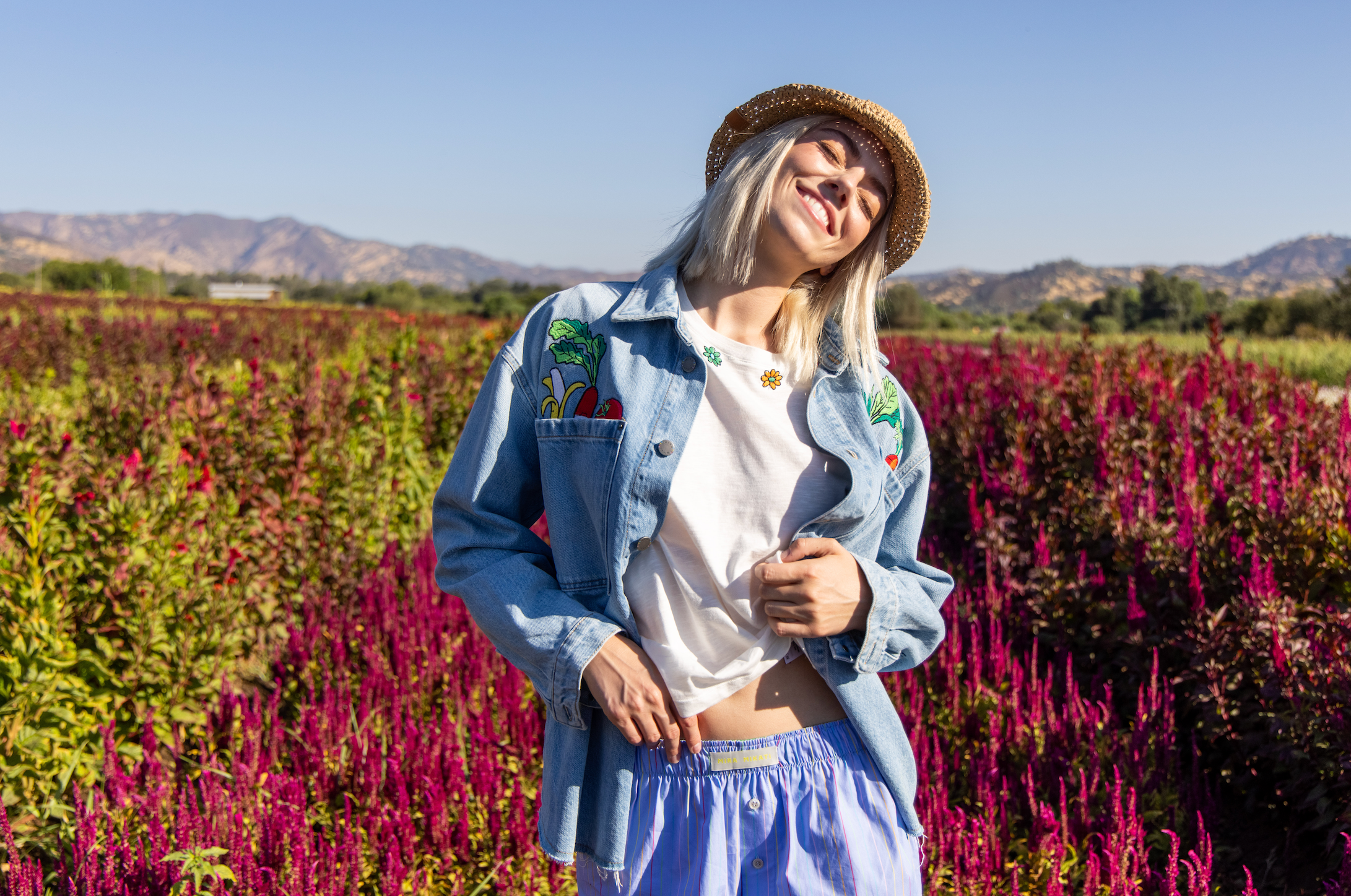 Mira mikati ミラミカティ プリンティッドデニムシャツ ファッション
