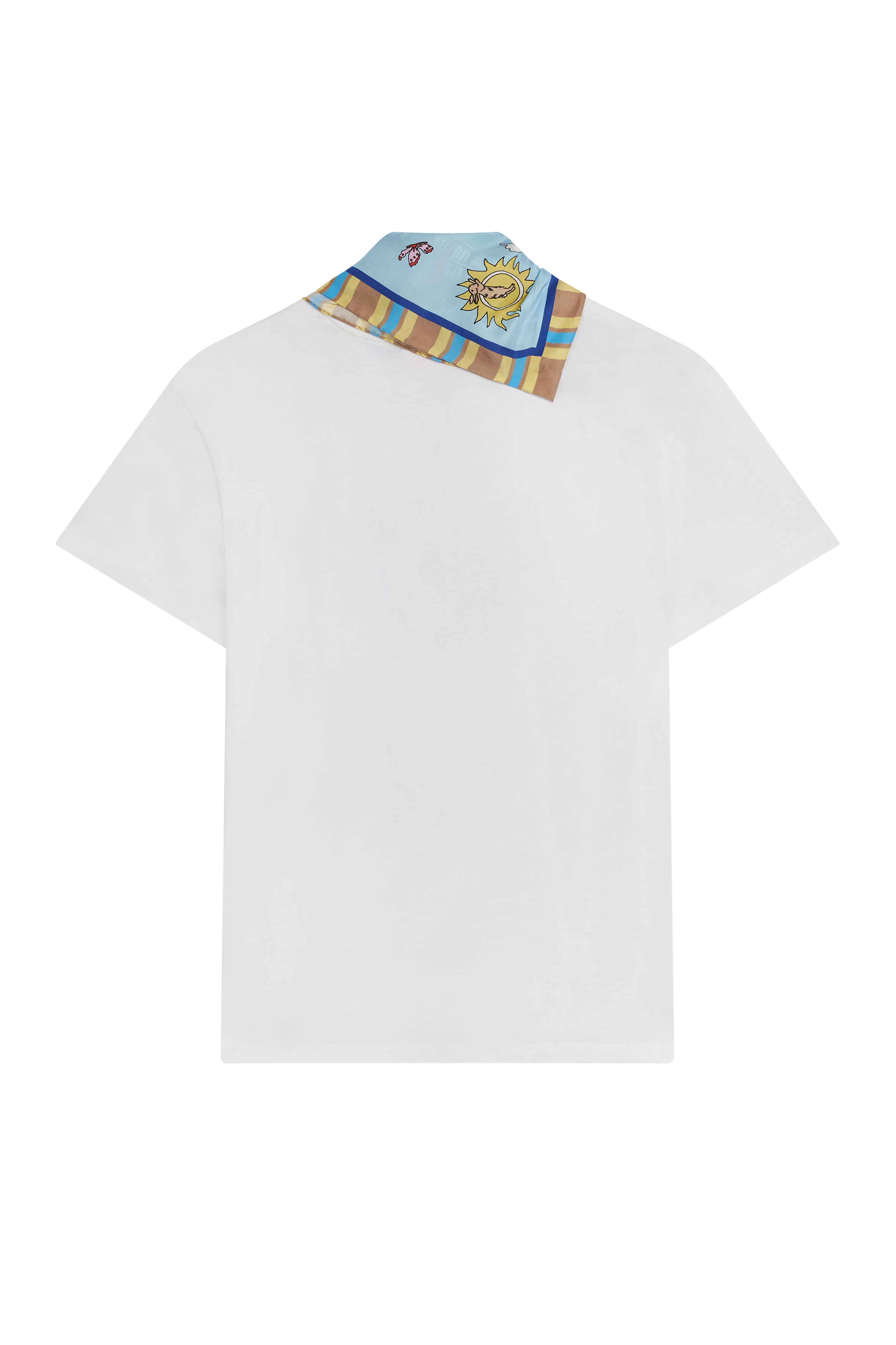 Detachable Scarf Tee With Embroidery
