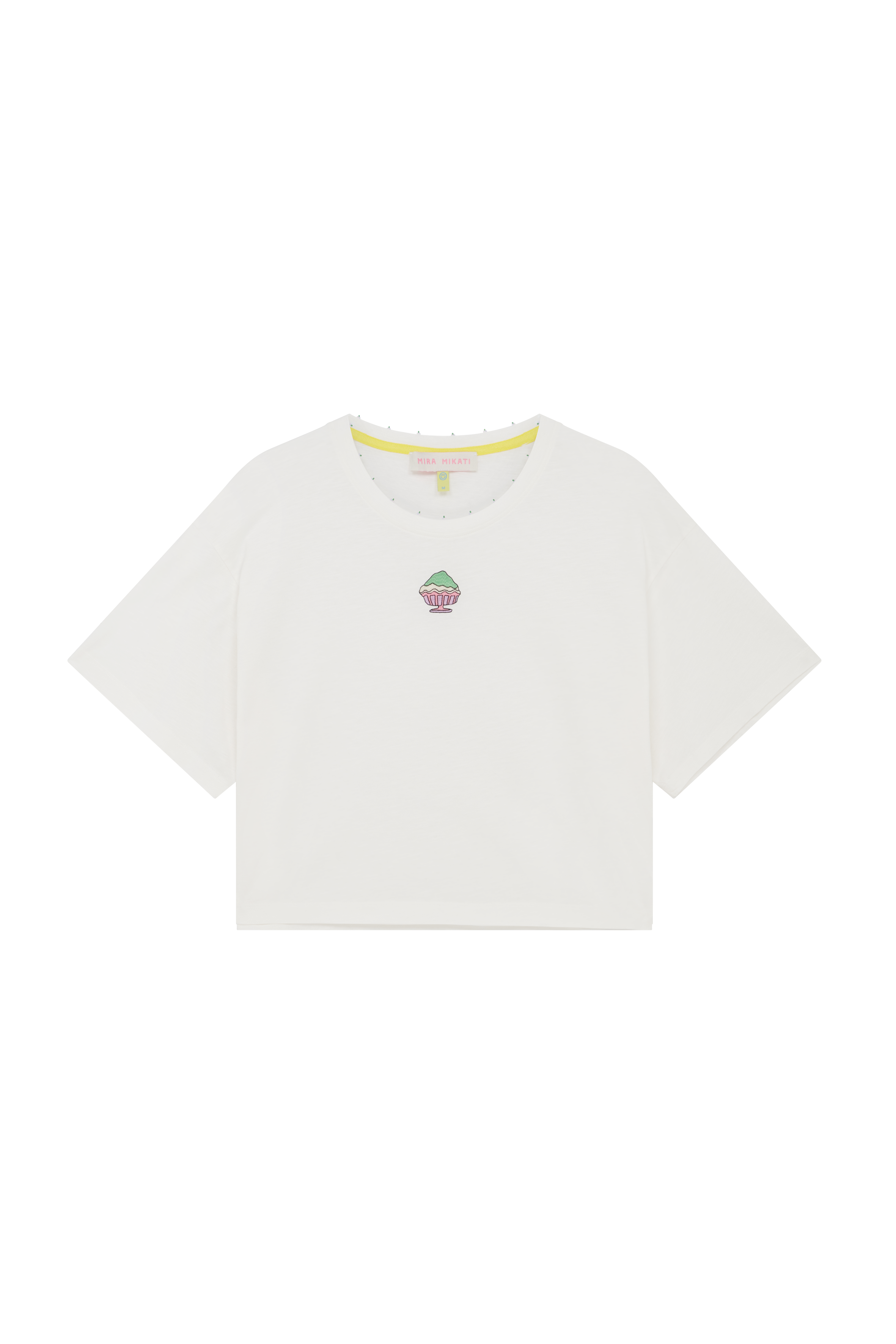 Embroidered Slouchy Tee With Beaded Neckline