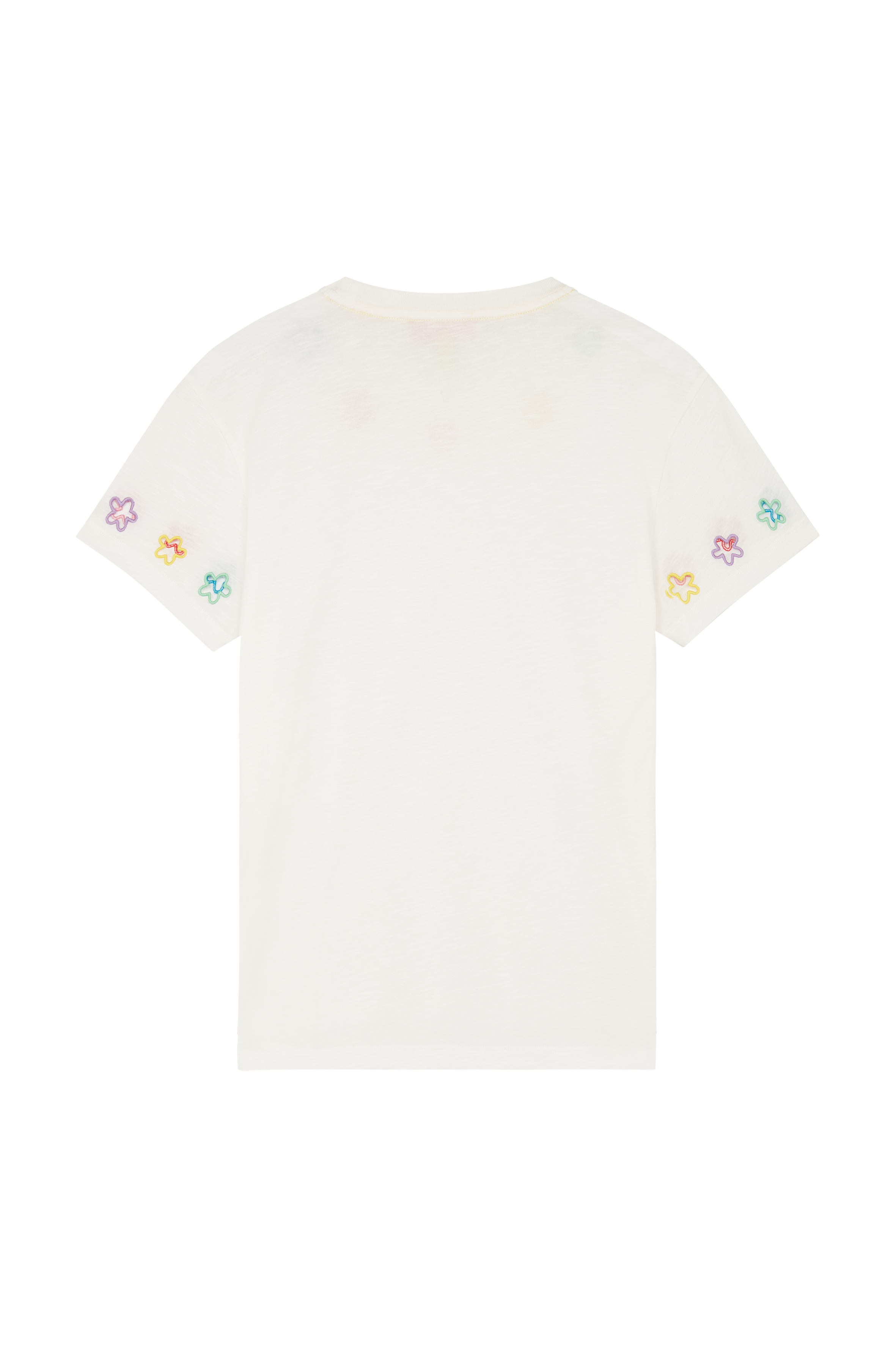 Embroidered Cut out Flower Neckline T-shirt