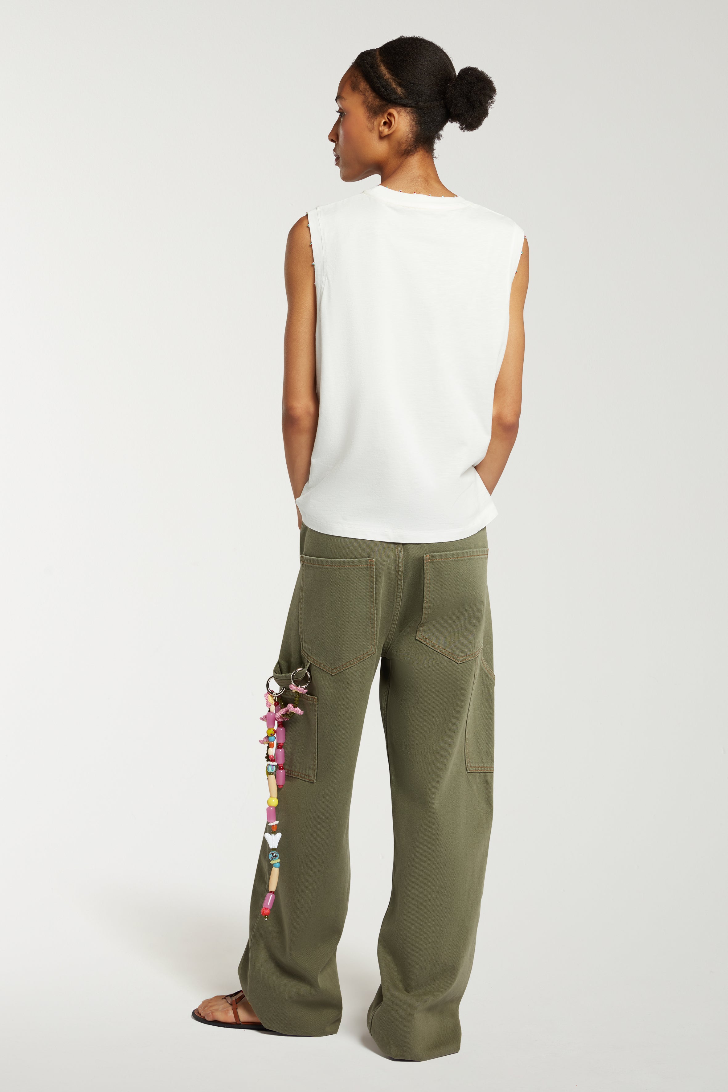 Embroidered Tank Top With Bead Details