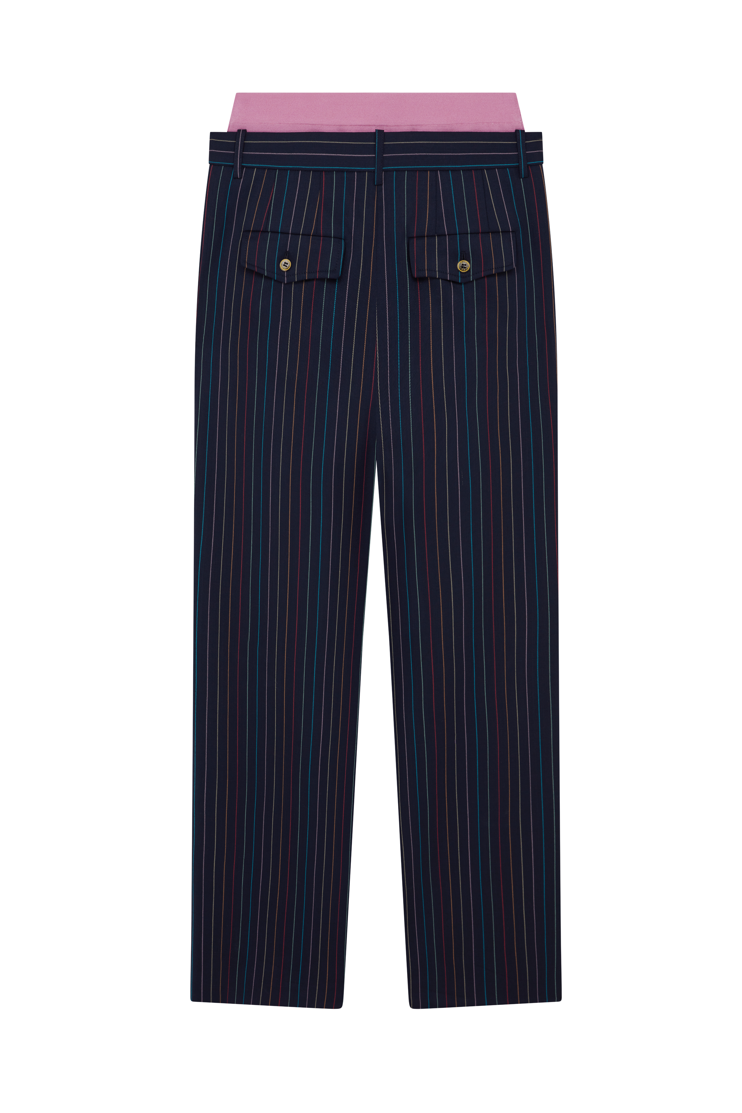 Flat Front Trousers With Detachable Knit Waistband 