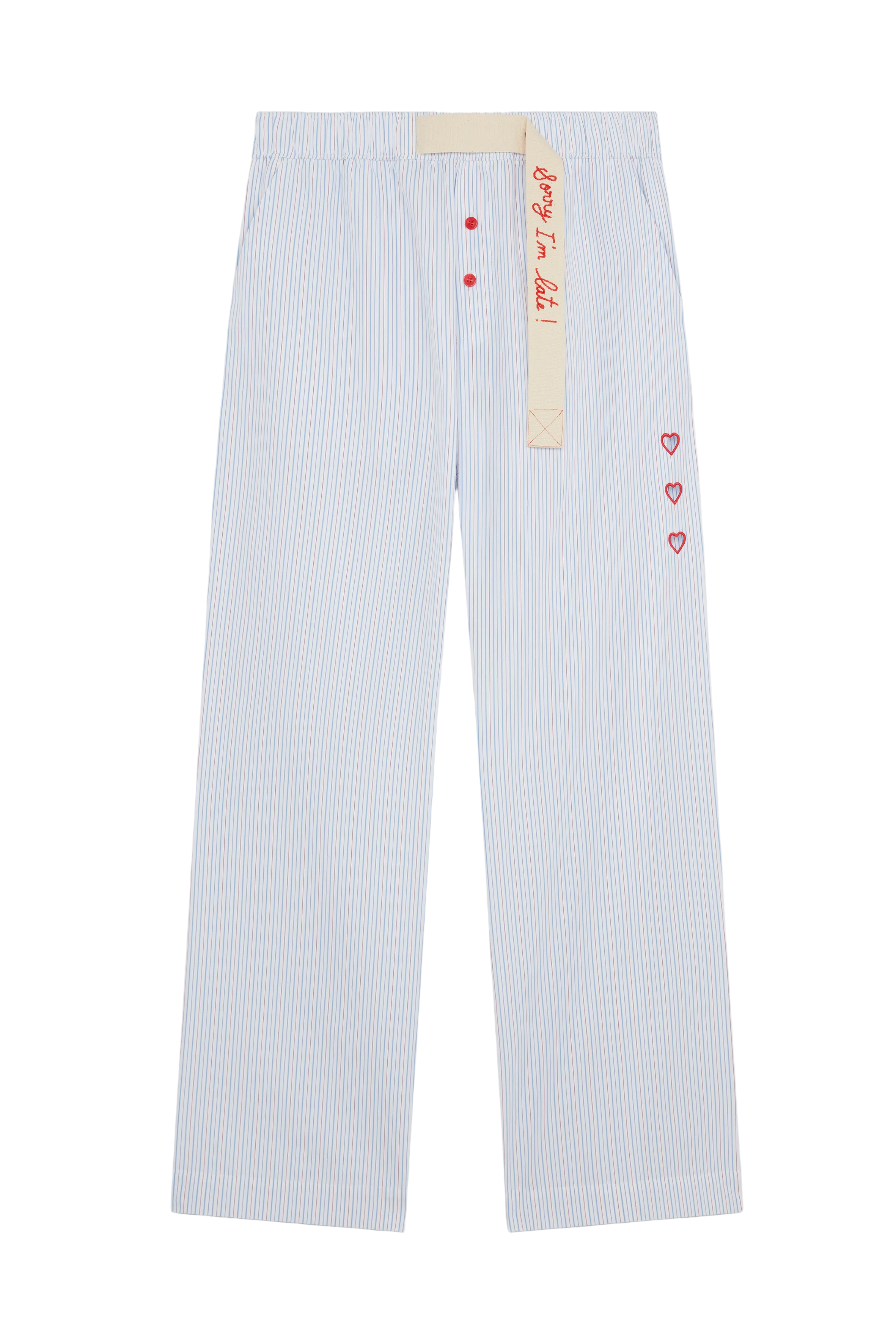 Stripe Trouser With Embroidery