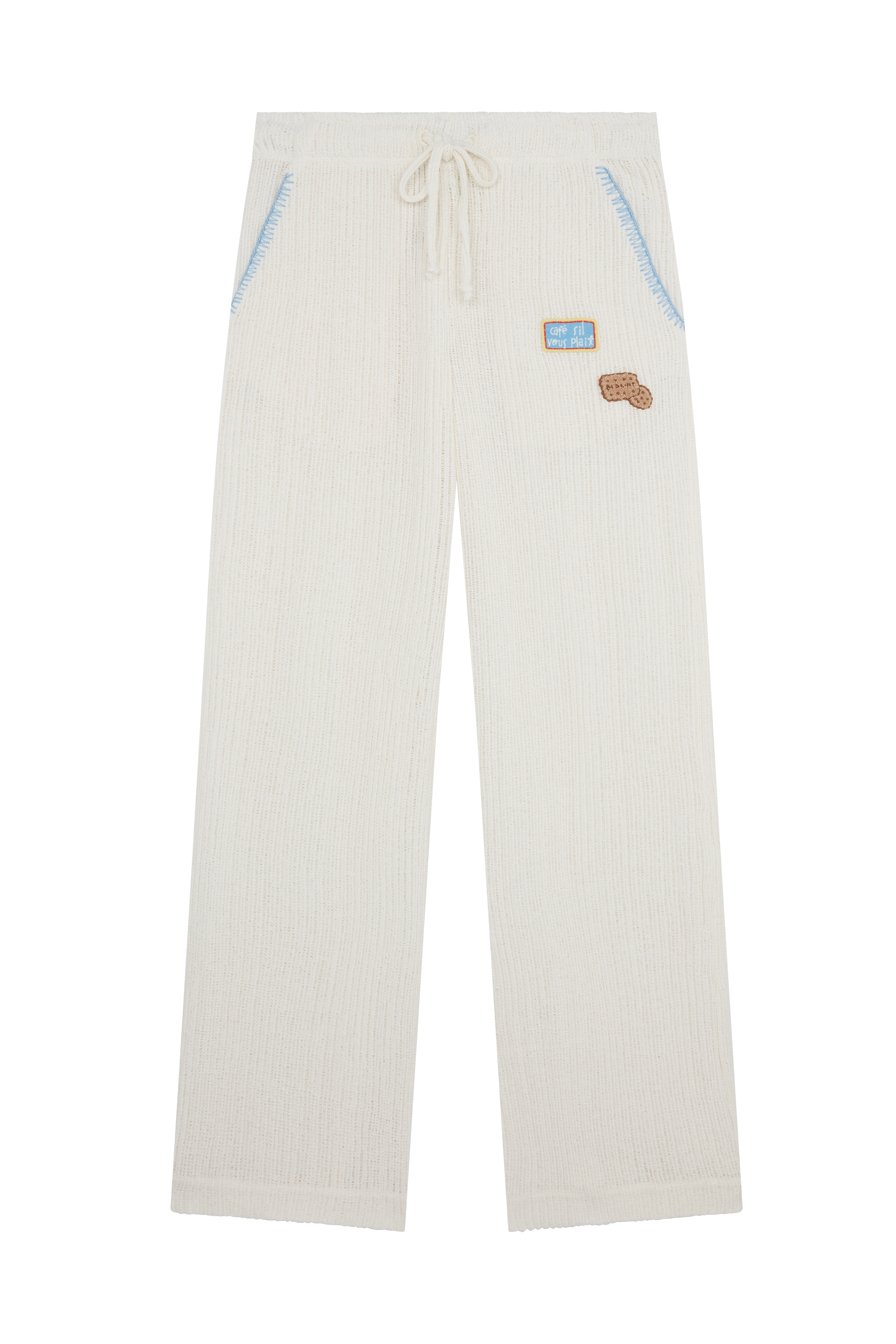 Crochet Trousers With Embroidered Patches