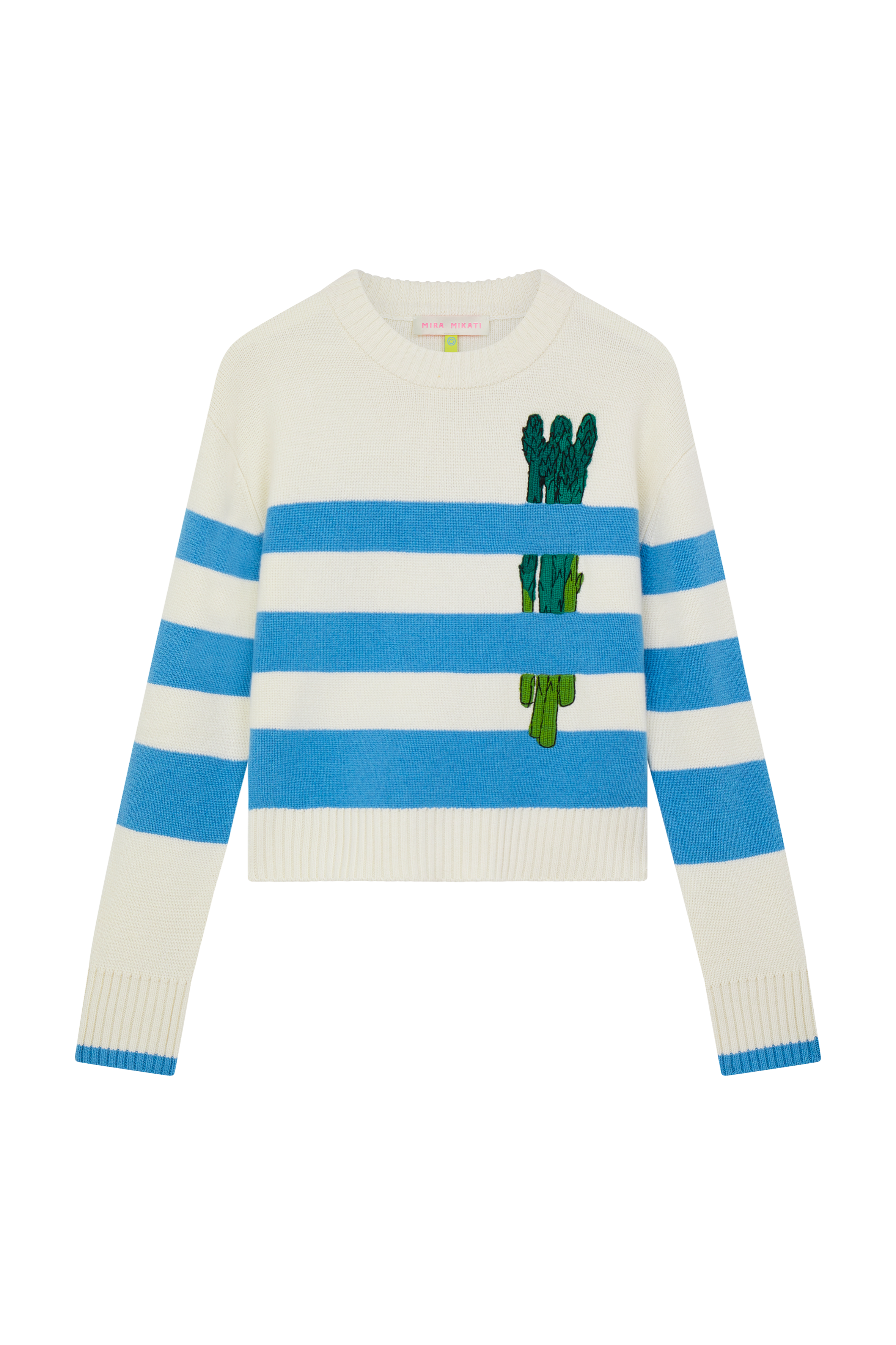 Embroidered Asparagus Stripe Sweater 