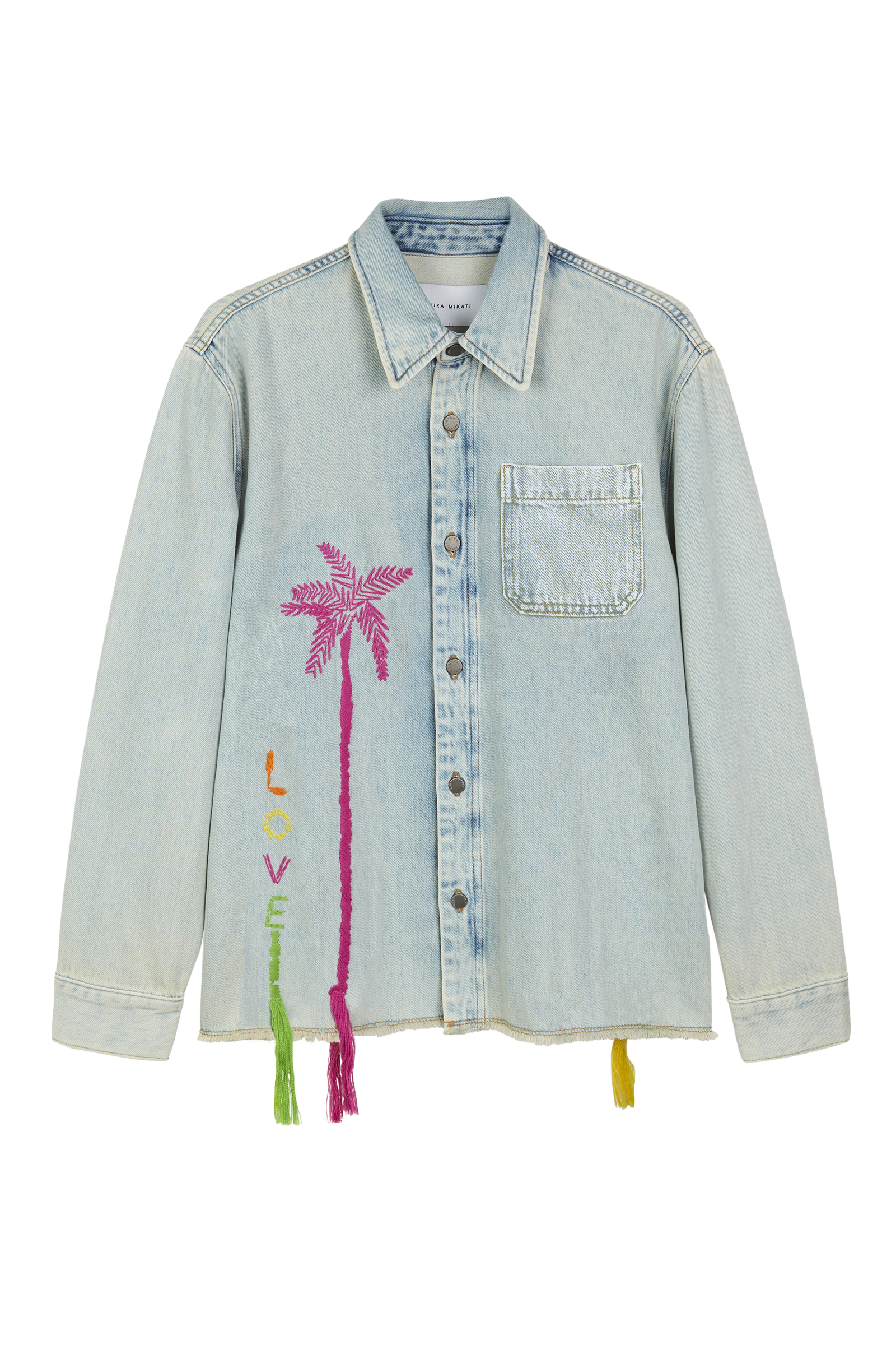 Palm Tree Embroidered Denim Jacket 