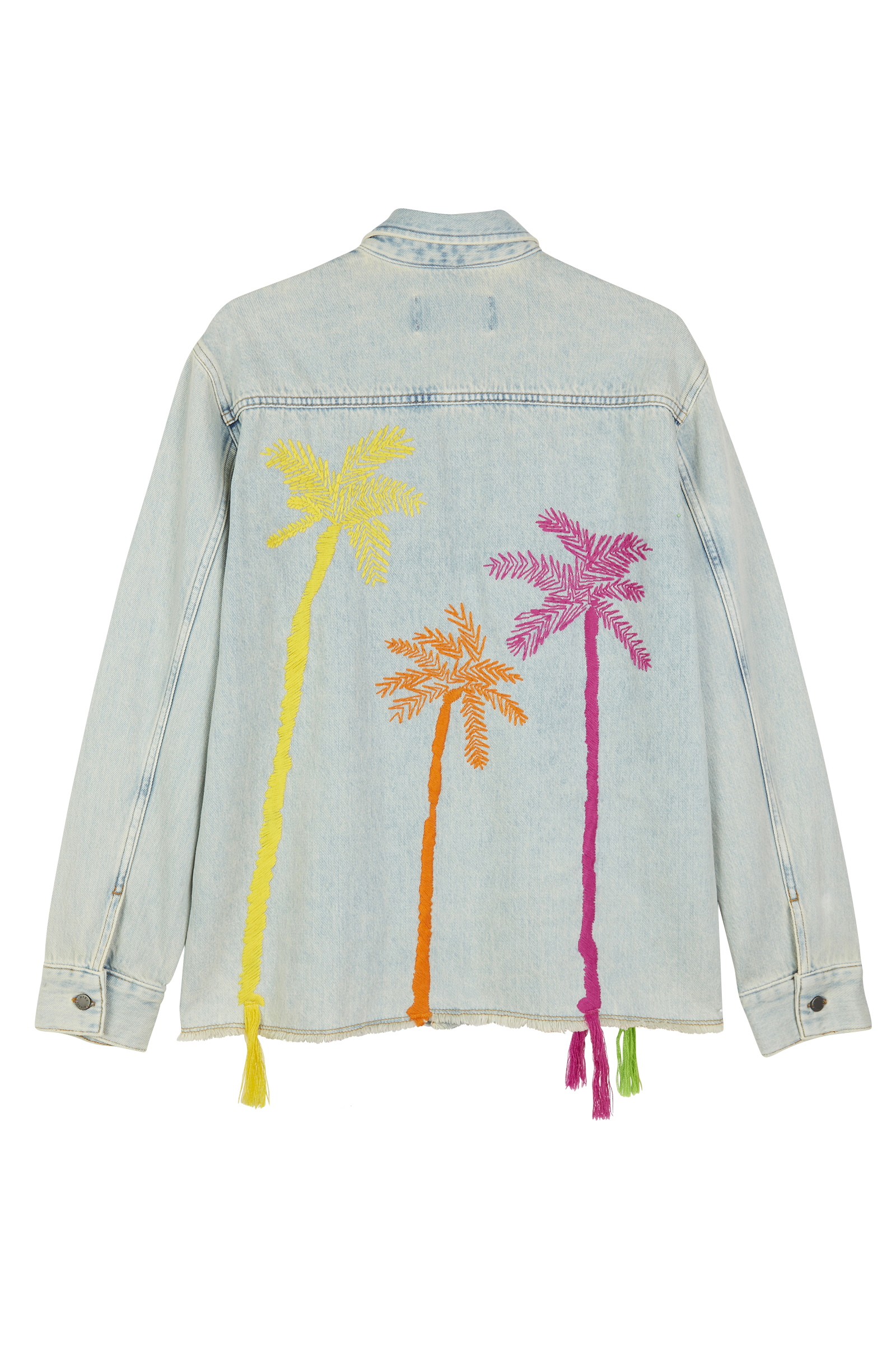 Palm Tree Embroidered Denim Jacket 