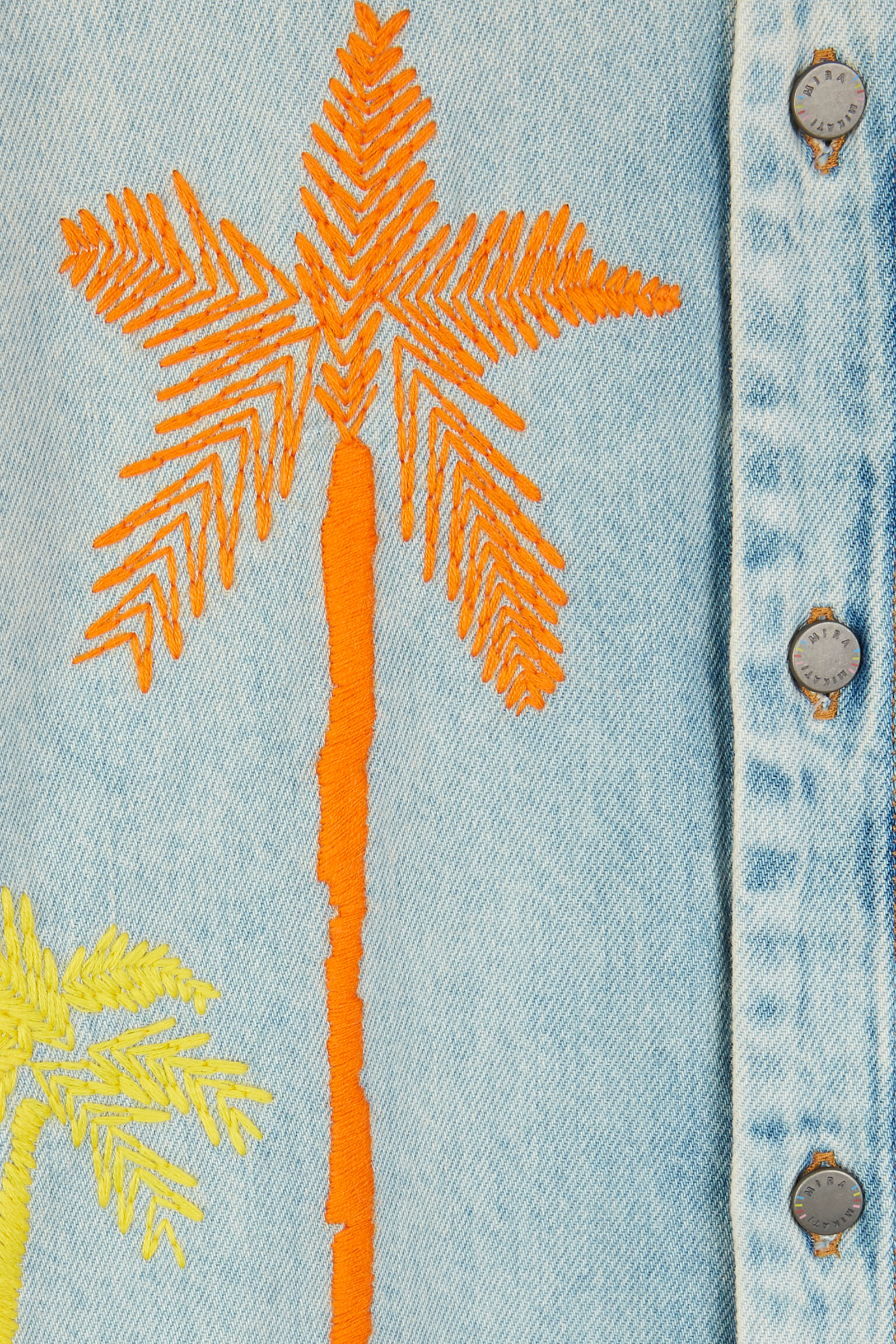 Palm Tree Embroidered Denim Jacket 