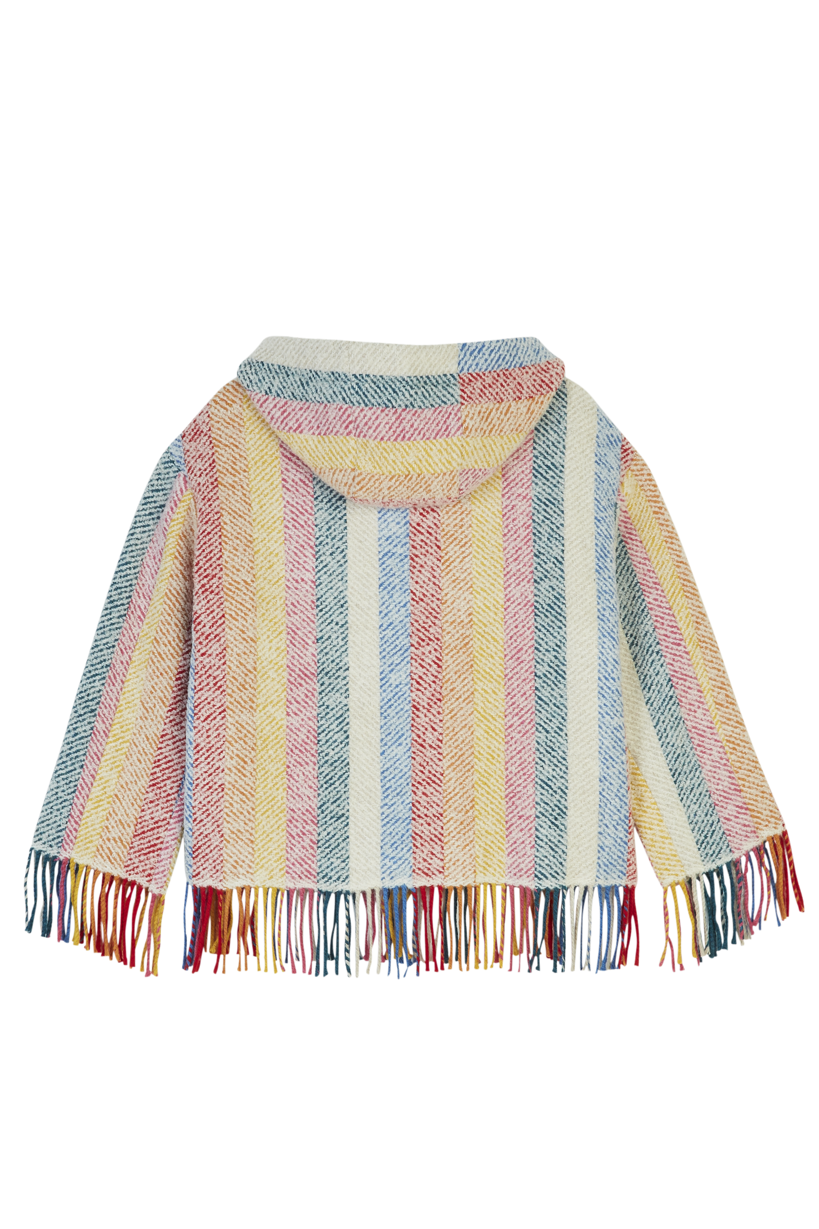 Stripe Blanket Fringe Hooded Jacket 