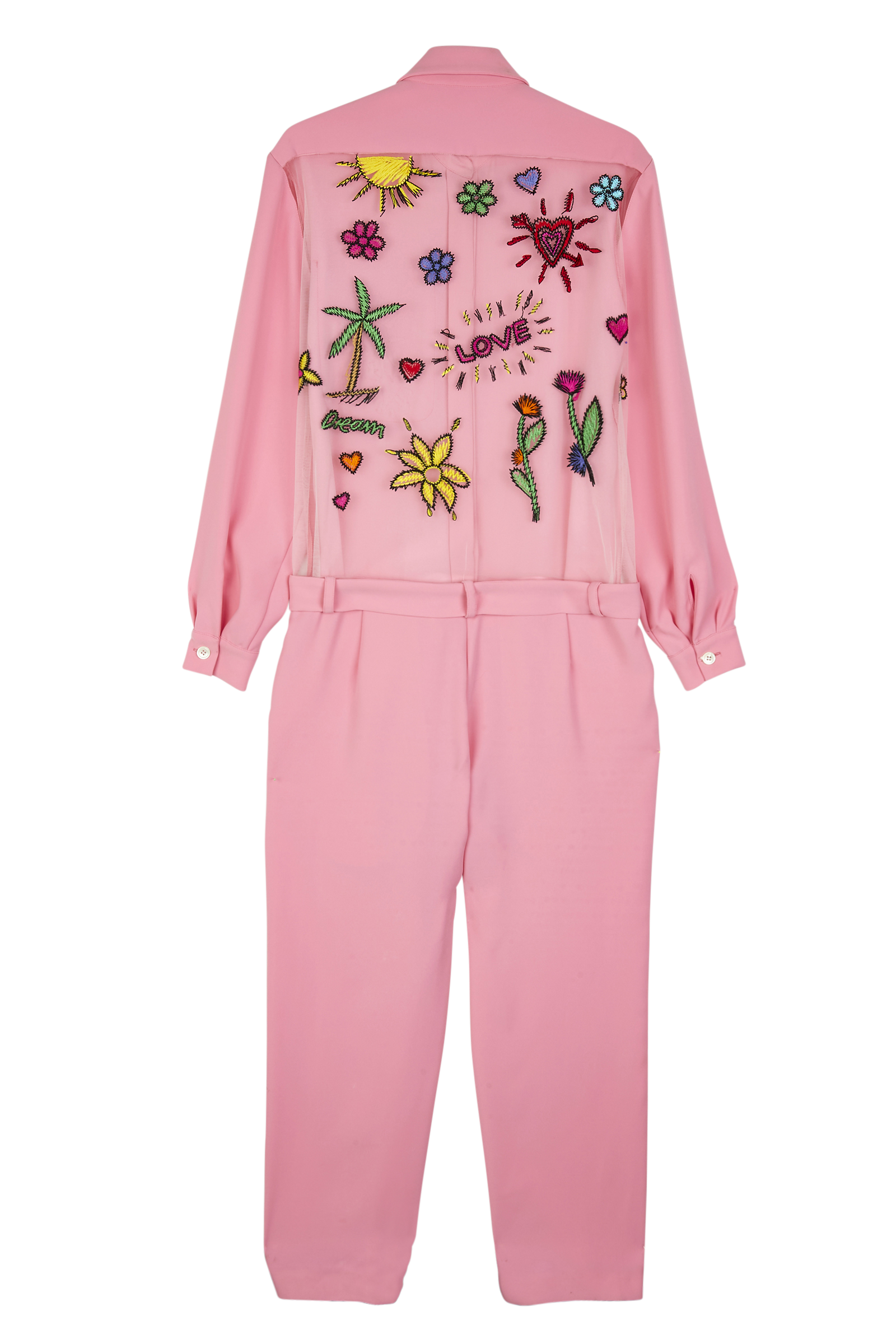 Embroidered Mesh Back Jumpsuit