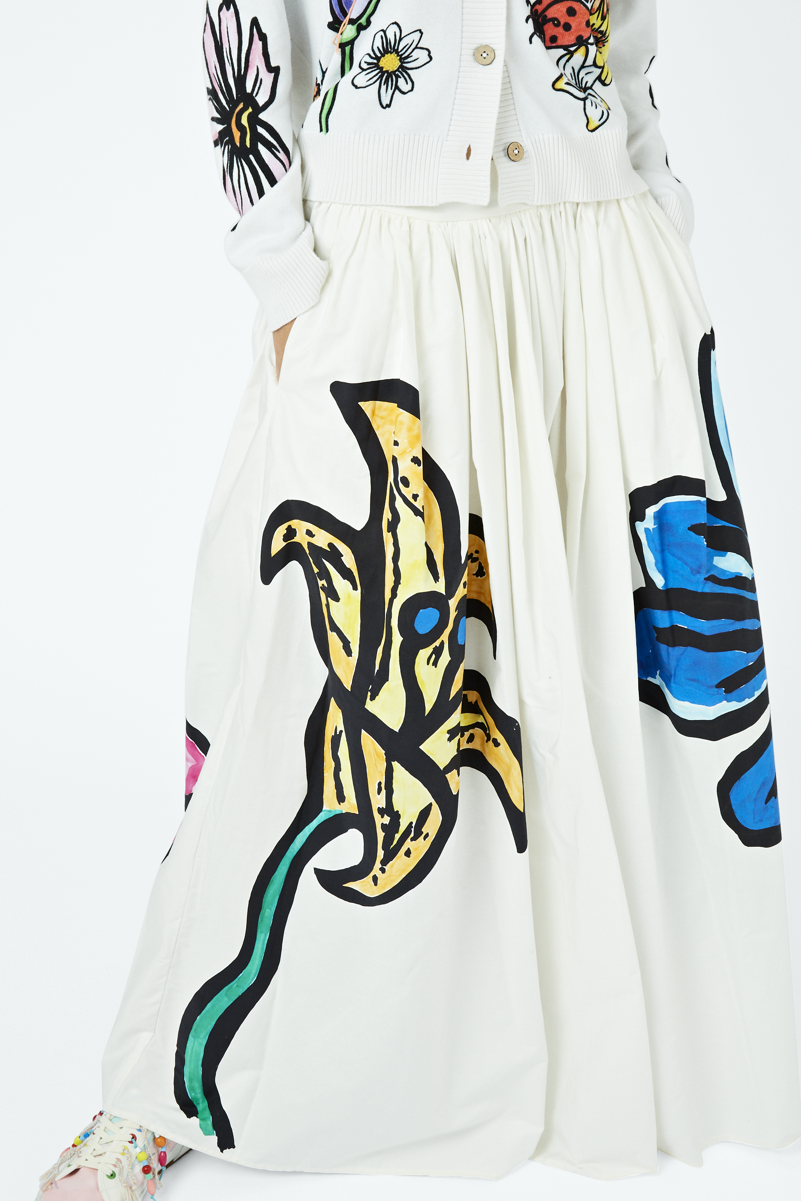 Floral-print organic-cotton maxi skirt 