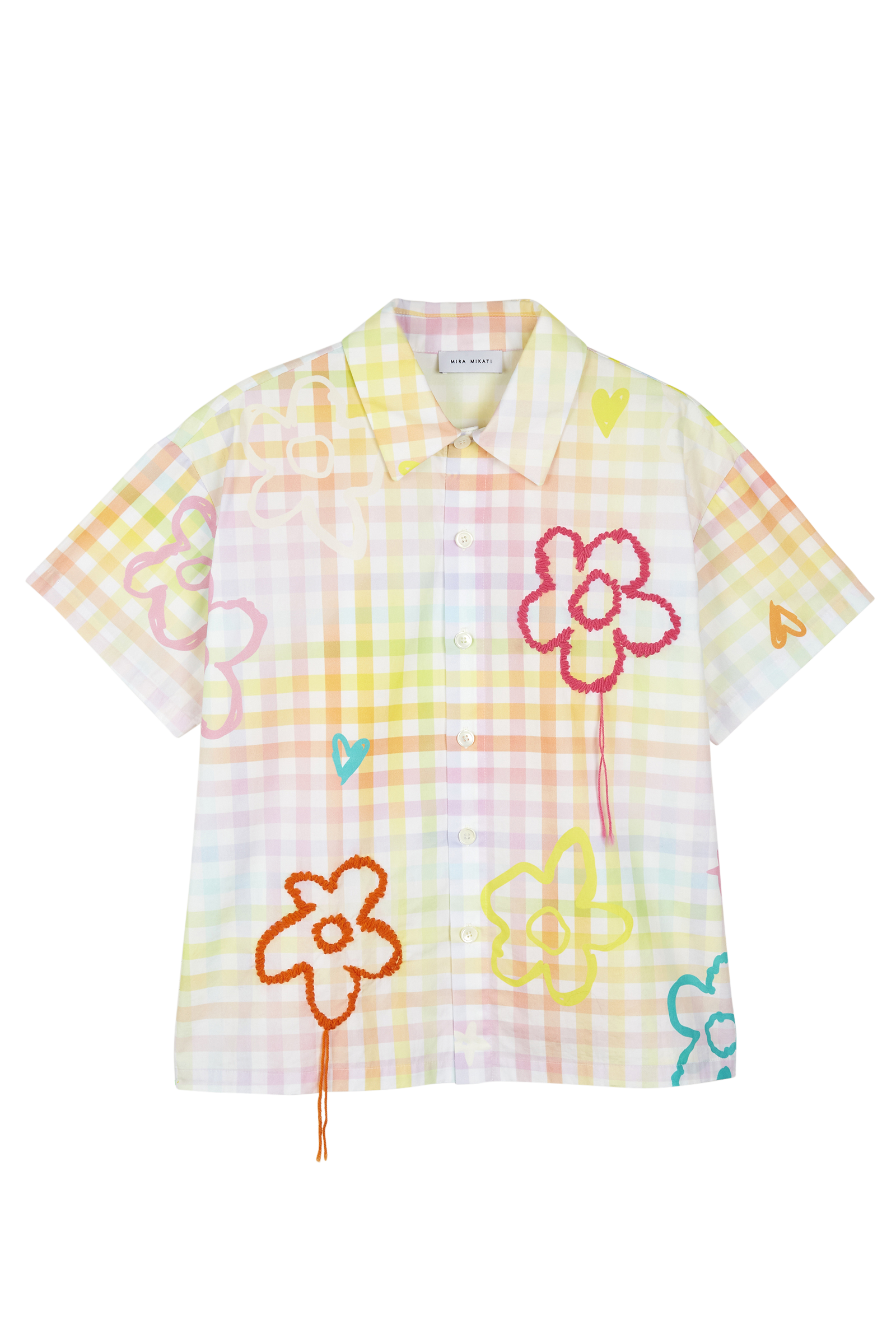 Check Embroidered Short Sleeve Shirt 